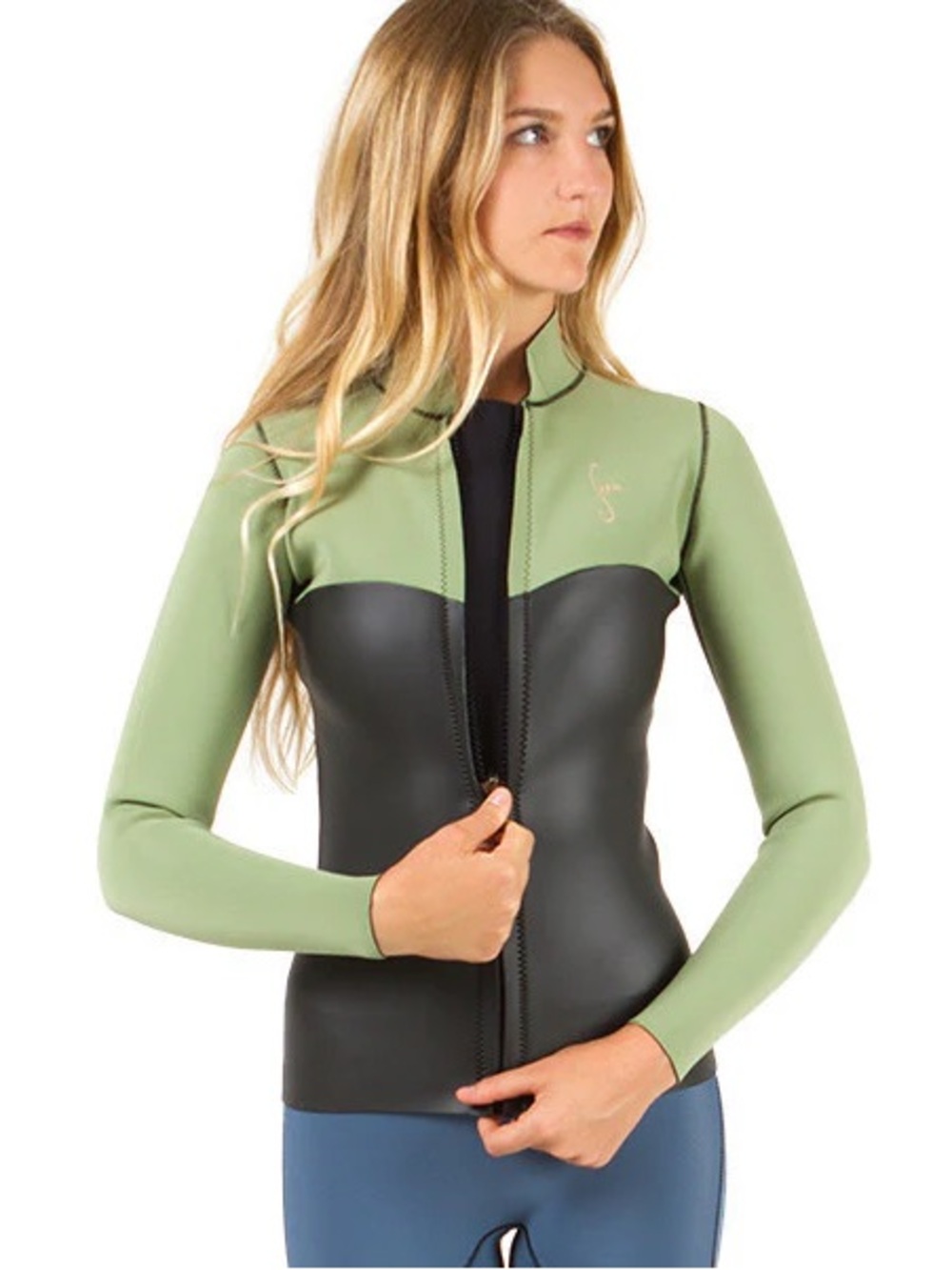 Seea Rincon Two-Tone Surf Jacket in Olive Green and Black, Small